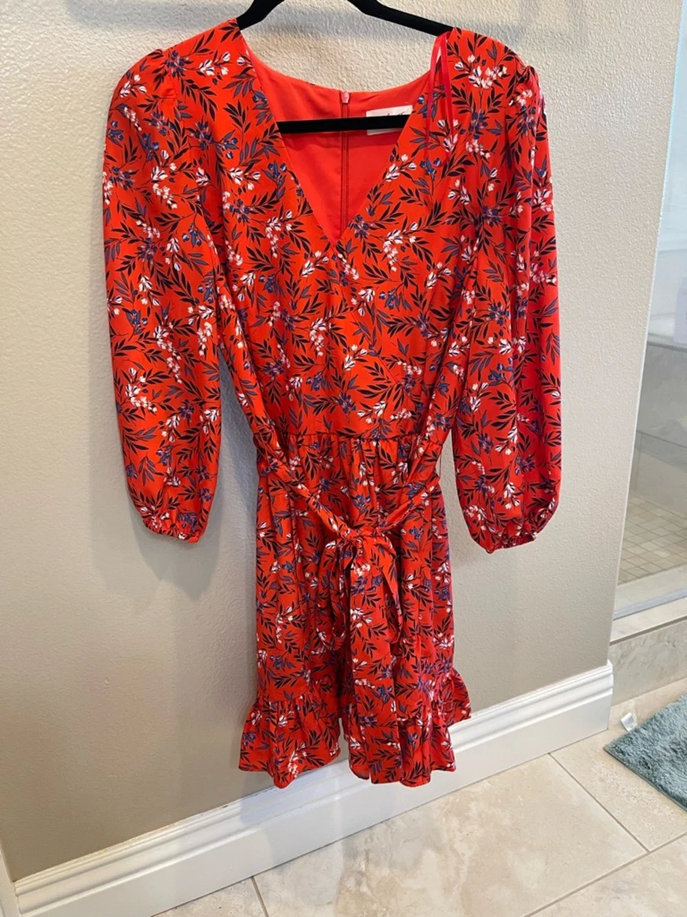 Eliza J Red Floral Wrap Dress - Picture 2 of 6